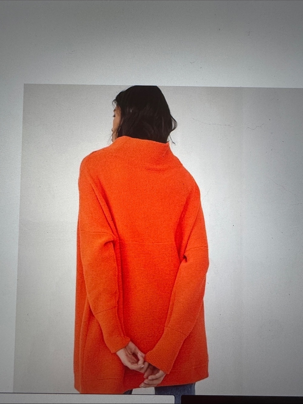 FREE PEOPLE AUDACIOUS OTTOMAN SLOUCHY RIBBED TUNIC SWEATER Womens M Orange cozy - Picture 3 of 16